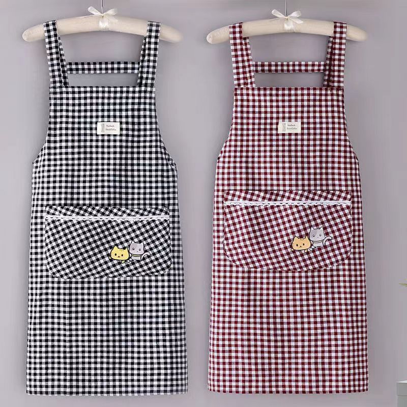 Simple Apron Female Household Kitchen Oil-Proof Cooking Baking Fashion Apron Adult Work Clothes