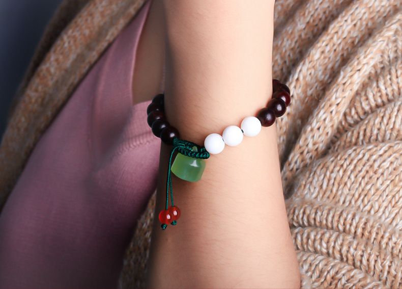 【雅馨】印度小叶紫檀木女士佛珠手串 民族风禅意饰品文艺手链女