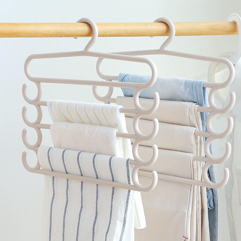 Plastic Hanger Creative Home Multi-Layer Storage Pants Rack Color Multi-Functional Five-Layer Towel Hanging Clothes Hanger