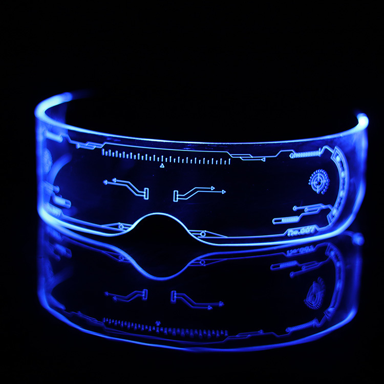蹦迪发光赛博朋克未来科技感眼镜led酒吧拍照道具抖音男女科幻潮