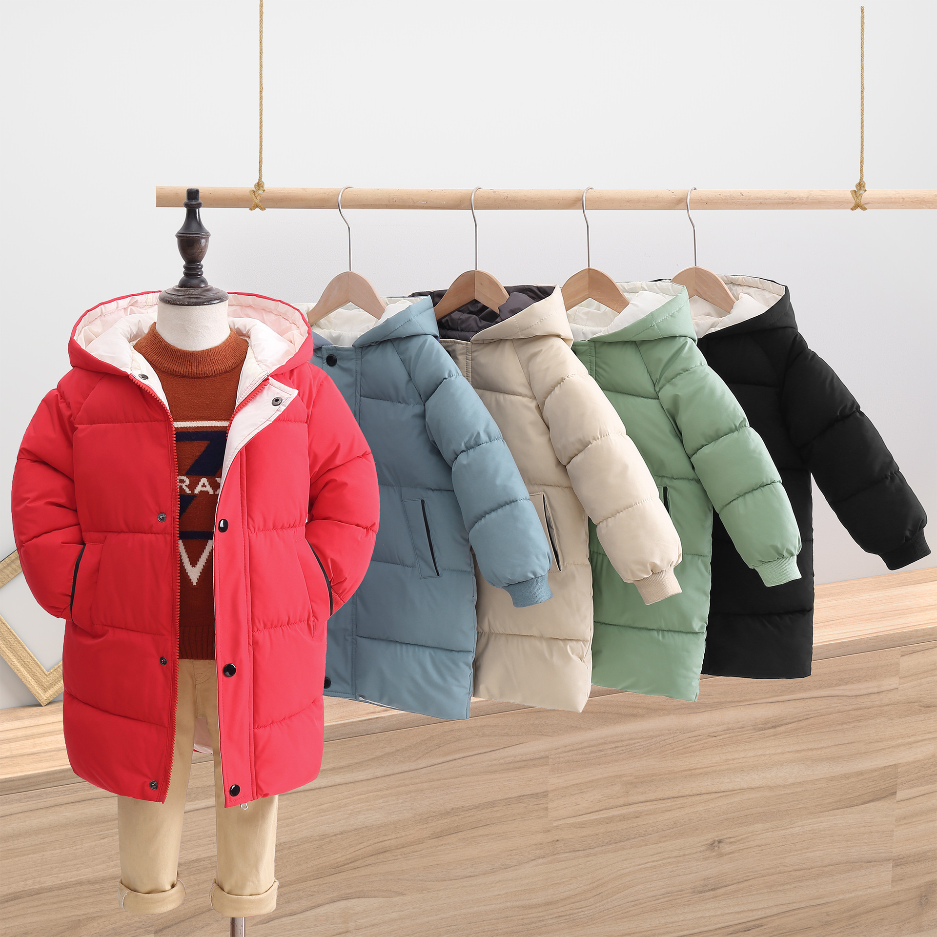 2023 New Children's down and Wadded Jacket Boys' Mid-Length Girls' Winter Clothing Korean Style Cotton-Padded Clothes Baby Thickened Wholesale