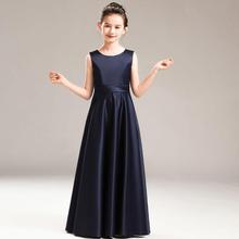 儿童礼服藏青色2024新款女大童钢琴小提琴比赛表演出服公主裙乐团