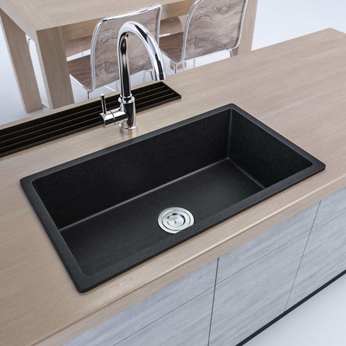 至尚跨境洗碗池厨房洗菜盆石英石水槽双槽人造石一体水槽