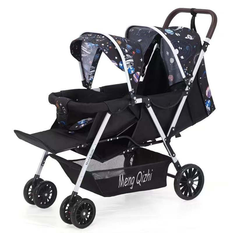 双胞胎婴儿推车宝宝可坐可躺前后轻便折叠二胎 铝管前后座婴儿车