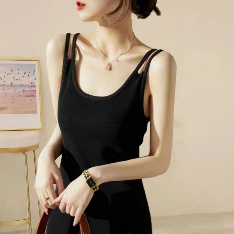 背心吊带裙女2024新款春夏双肩吊带连衣裙女气质百搭女神打底神器