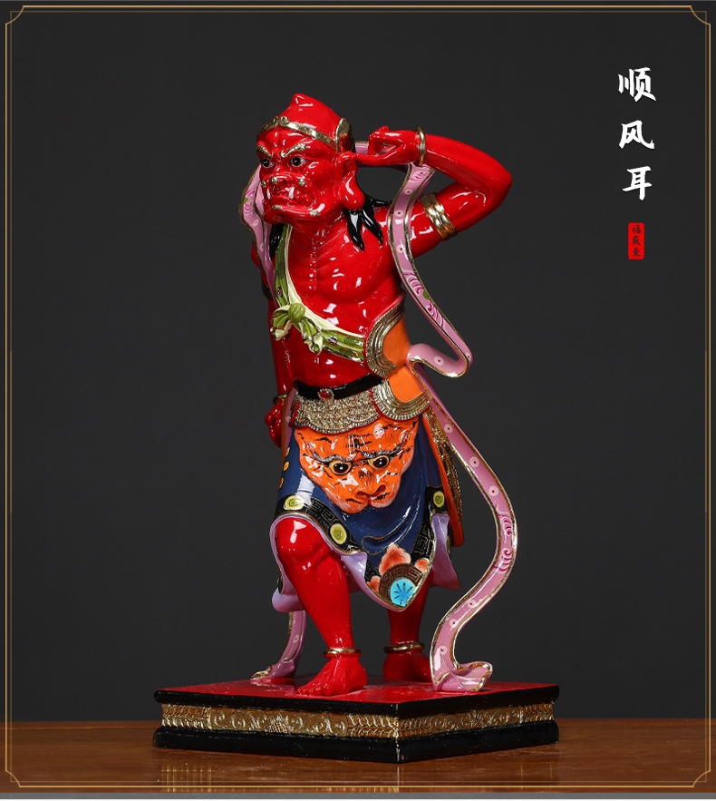 千里眼顺风耳神像树脂供奉家用妈祖娘娘座下金精水精护法将军佛像