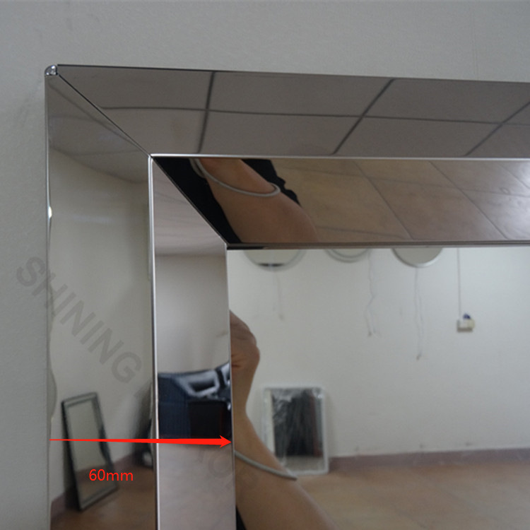 厂家促销包边化妆镜穿衣镜卫生间不锈钢亮光银色镜子方形浴室镜