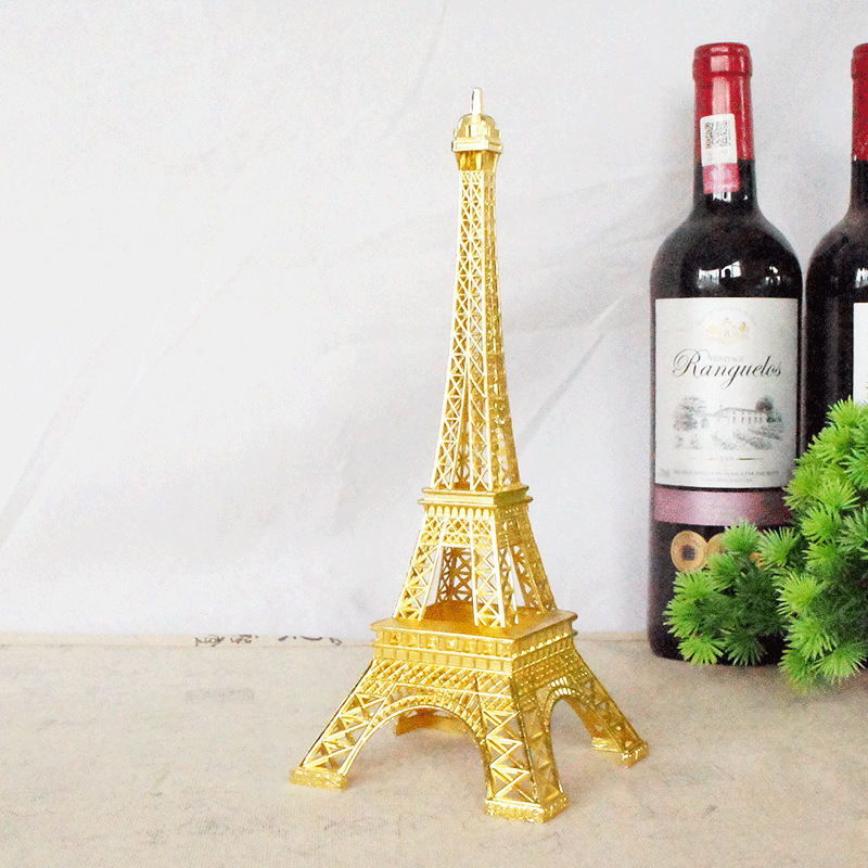 Golden Eiffel Tower Model Photo Props Decoration Hot Sale Home Decorations TikTok Red Belt Box