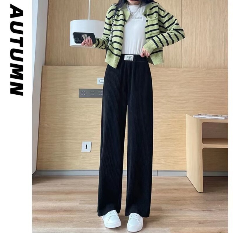 2023 Best-Seller on Douyin New Pants for Women Drooping Wide-Leg Pants Women Small-Sized Slimming High Waist Women's Pants Straight Casual Pants
