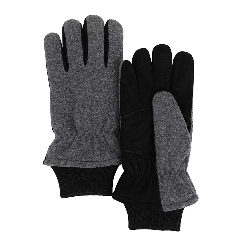 Rib Cuff Polar Fleece Gloves Warm Cycling Winter Gloves Outdoor Fleece-Lined Wind-Proof and Cold Protection Sports Gloves