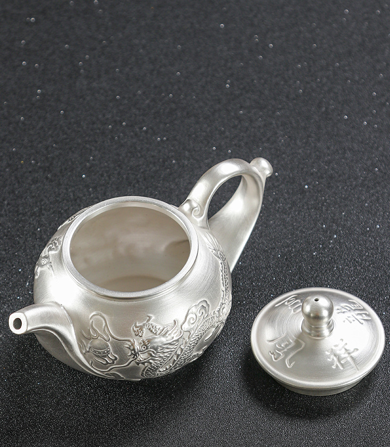 大号足银茶壶鎏999纯银手工紫砂高档功夫茶具办公室家用礼品茶具