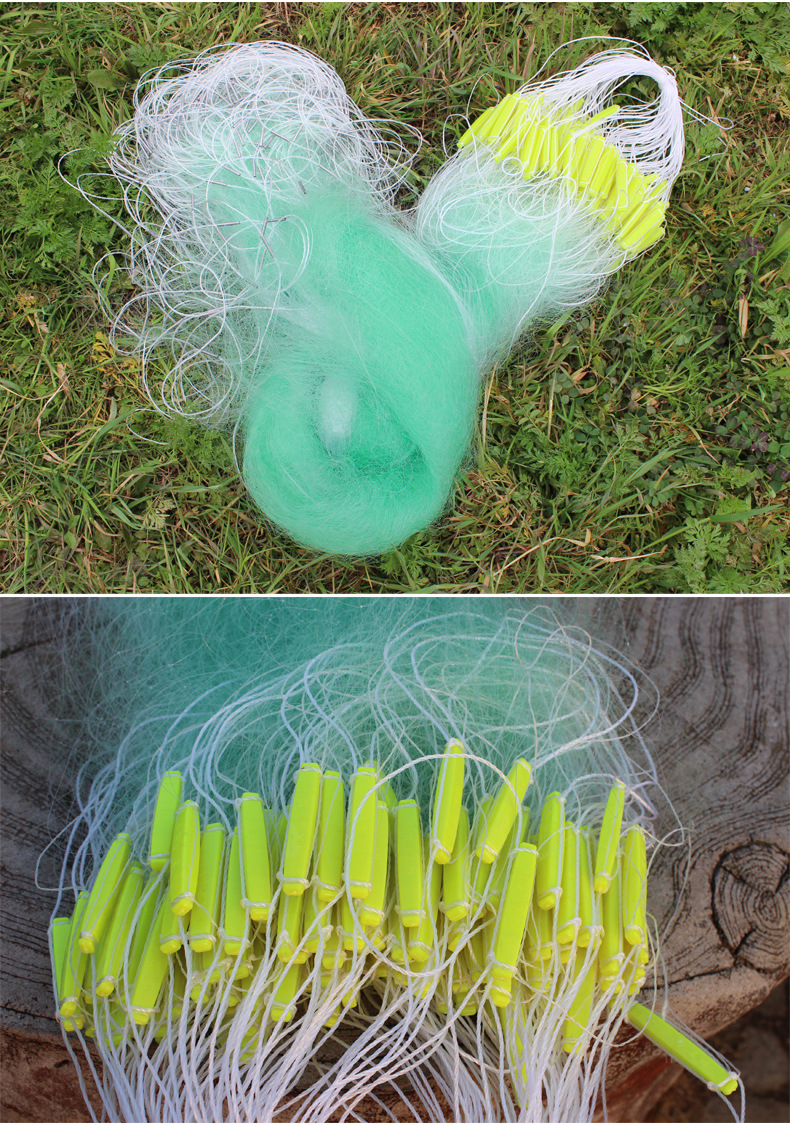 鱼具捕鱼网捕鱼工具自动渔网粘网三层绿丝网抓鱼神奇鲫鱼沉网沾网