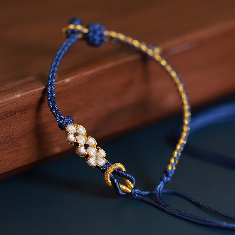 手工编织情侣桃花结手链女编绳万能手绳半成品可穿珠平安扣莫相离