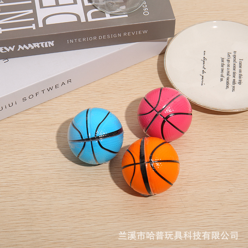 6cm High Elastic Pu Three-Color Basketball Children's Toys Hot Sale Factory Direct Sales Environmentally Friendly Materials