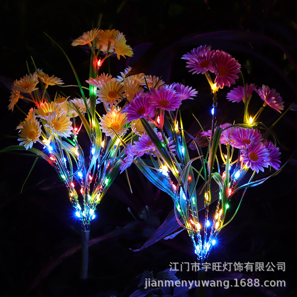 太阳能野花灯led小雏菊花灯跨境新品太阳能花灯仿真菊花灯草坪灯