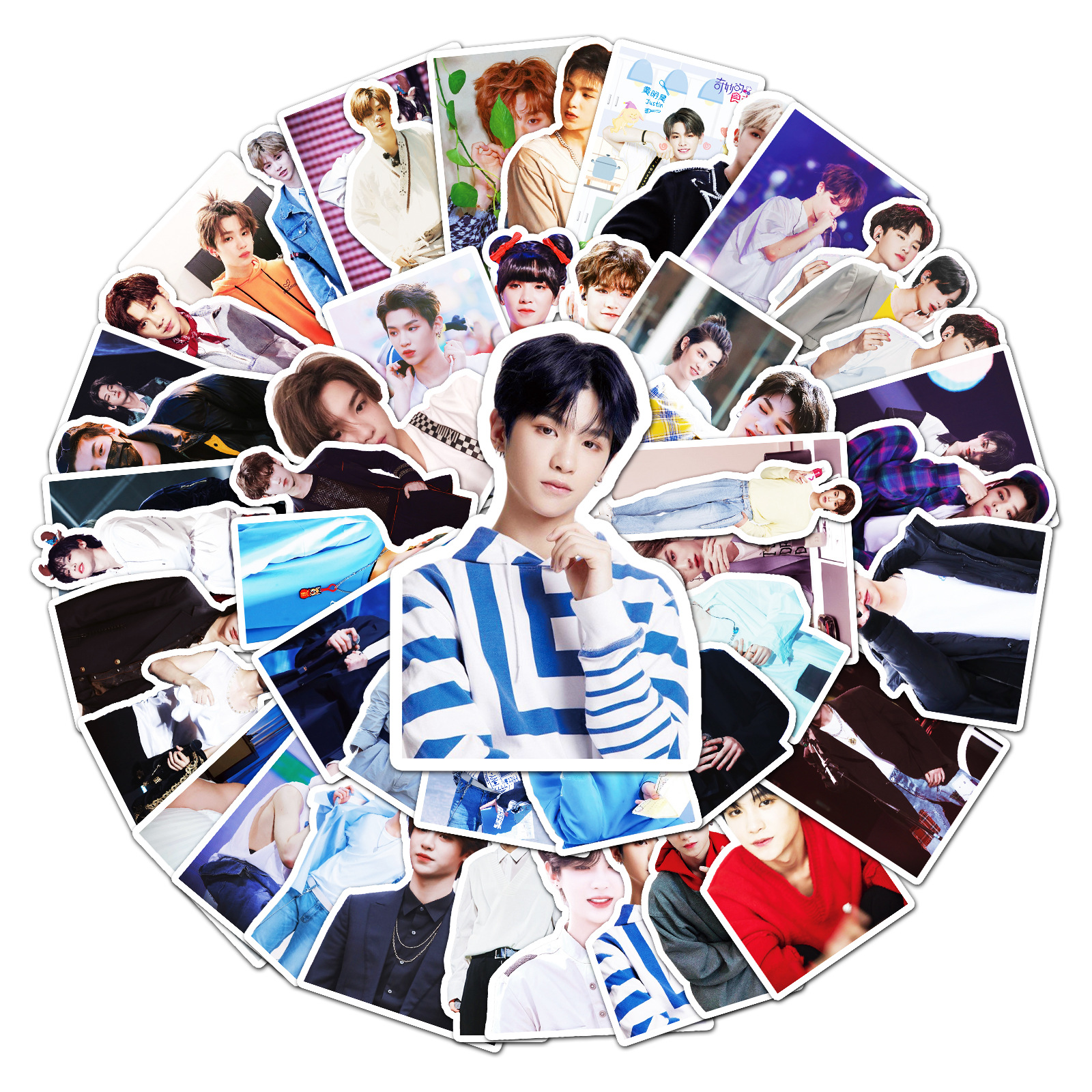 50张黄明昊justin涂鸦贴纸 个性明星周边手账贴纸diy行李箱贴纸