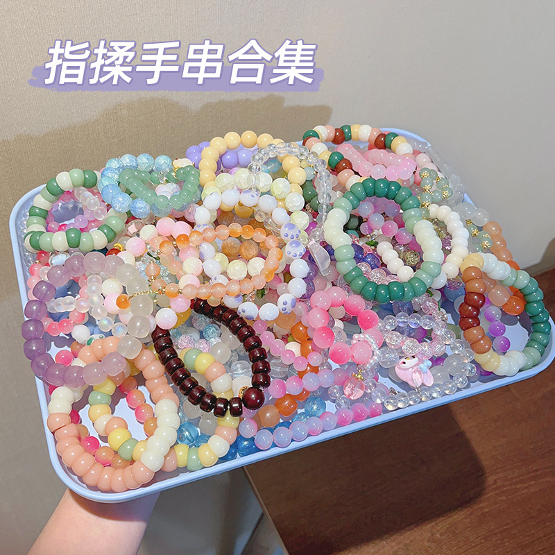 Primary School Students Decompress Beaded Ice Transparent Wenwan Bracelet Imitation Bodhi Gradient Bracelet Night Market Stall Yiwu Jewelry Wholesale