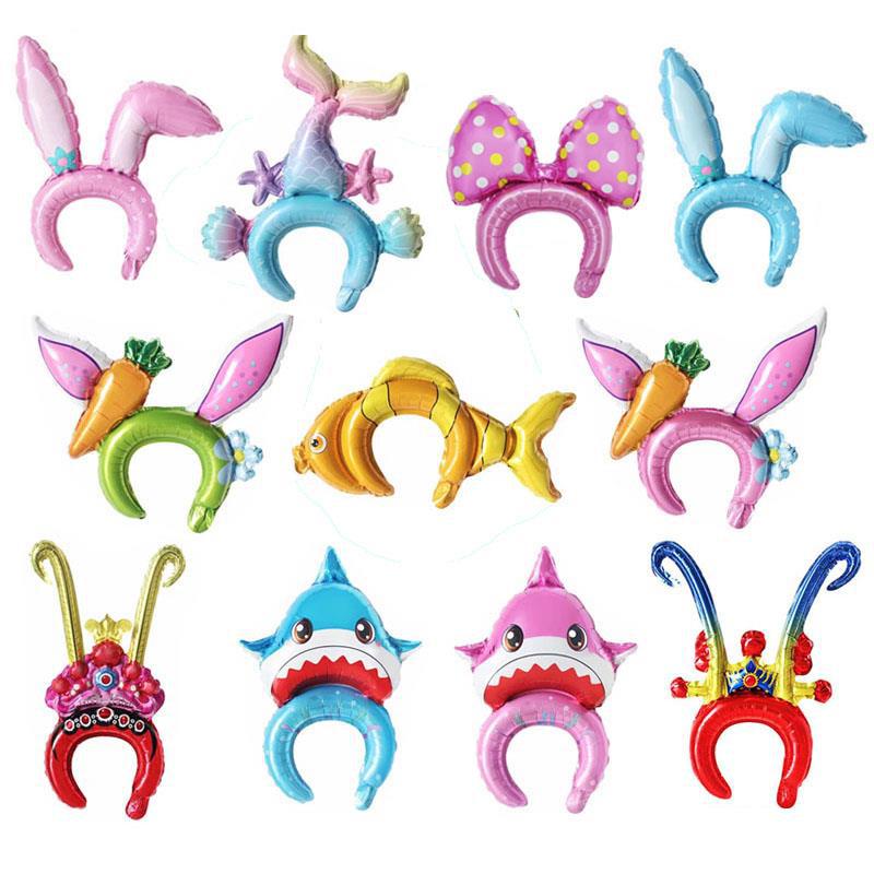 开学季卡通可爱动物充气头饰发箍气球发卡幼儿园夜市摆地摊小礼品