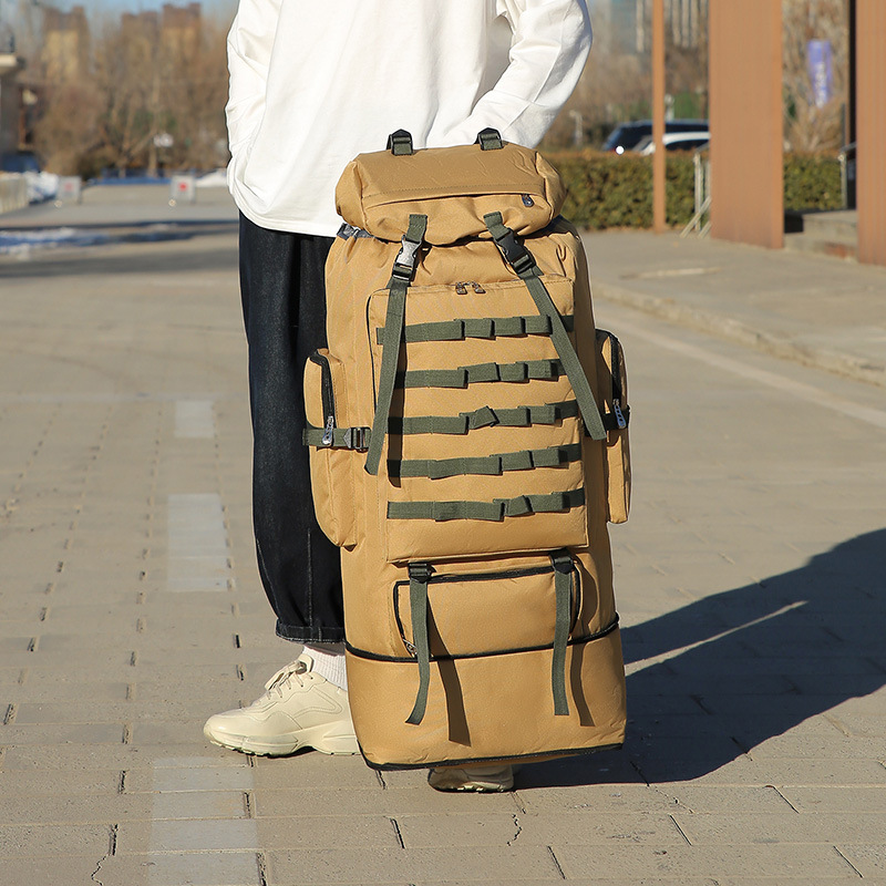 跨境特大户外登山迷彩背囊男双肩包大容量旅行包野营旅游背包打工