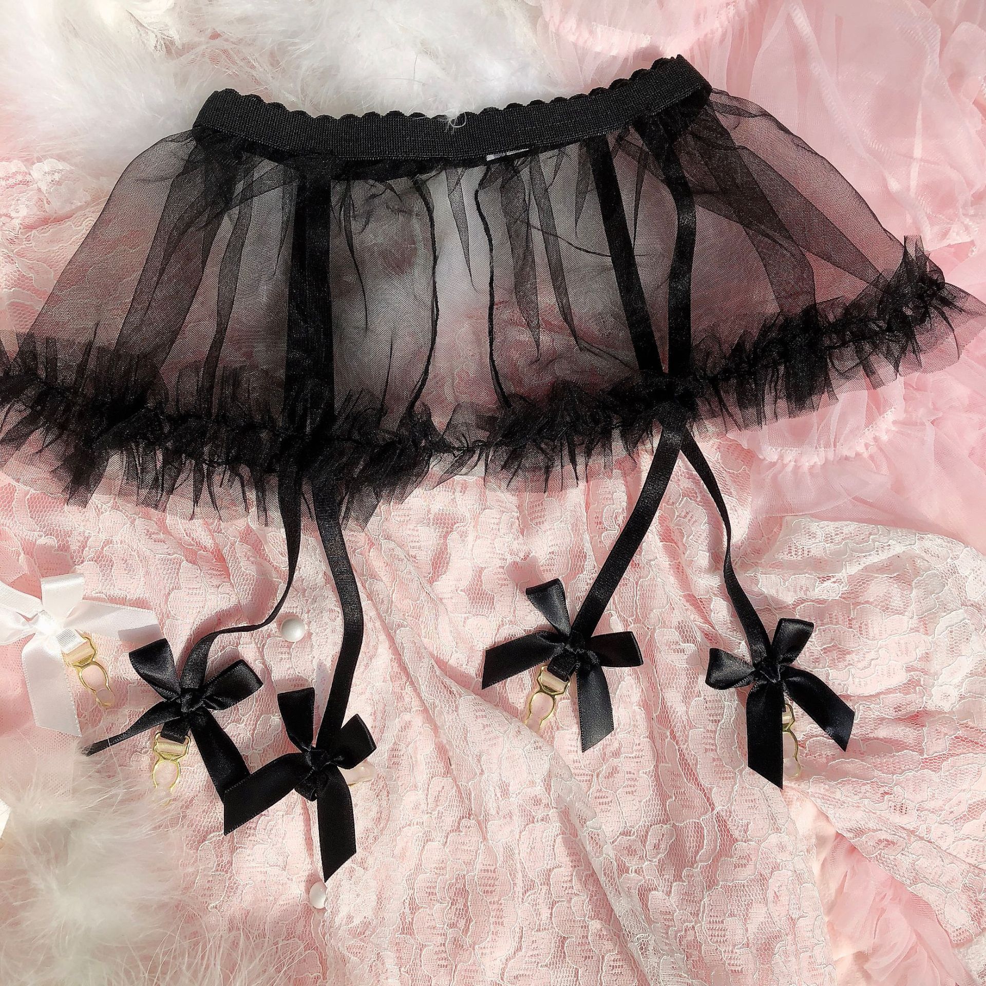 情趣吊带内衣蕾丝诱惑吊带开档丝袜独立吊带短裙火辣制服套装