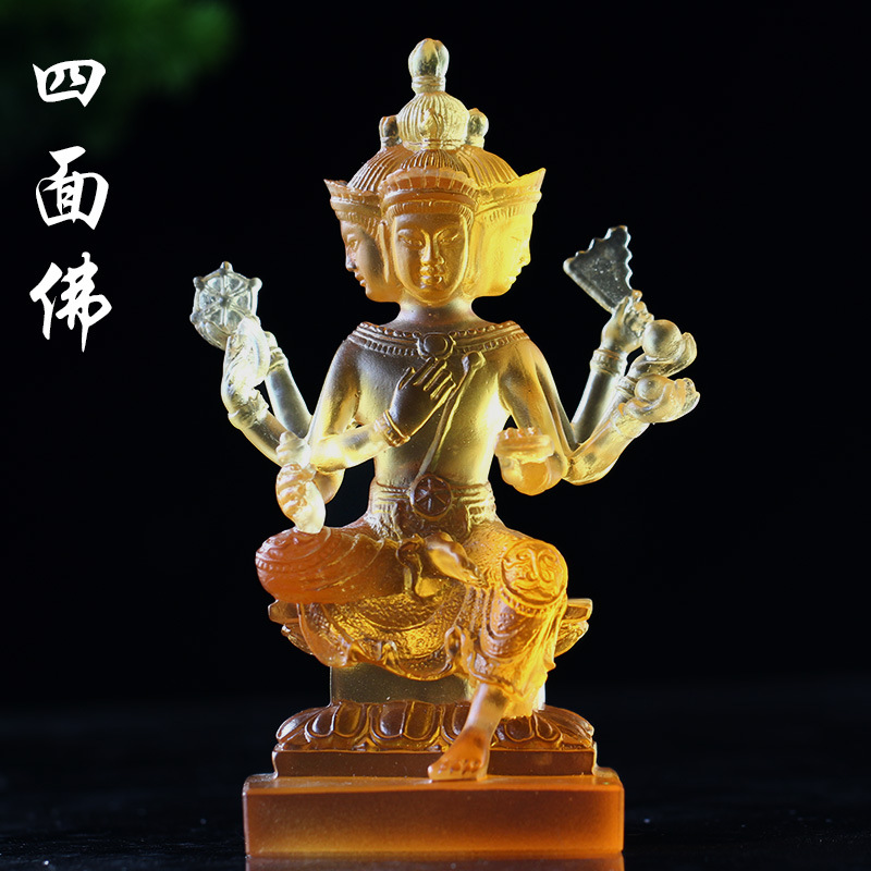 古法琉璃四面佛佛像居家佛堂寺庙桌面摆放供奉摆件佛具底座用品