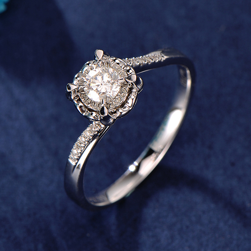 18k白金钻石戒指女30分钻戒车花显大结婚戒指gia证书天然钻石钻戒