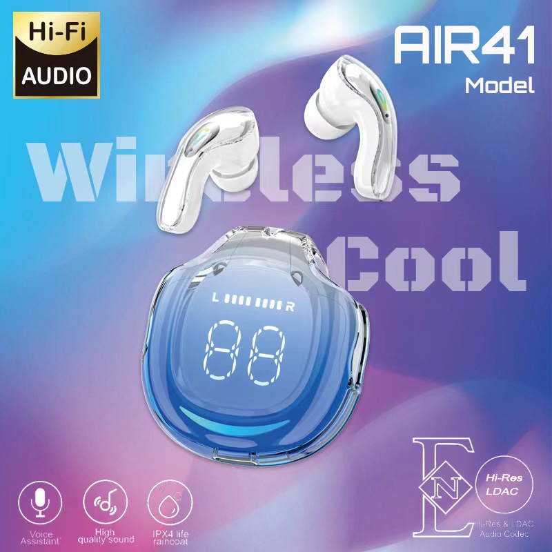 Cross-Border New Popular Transparent Digital Tws Wireless Bluetooth Headset Air40 Air41 Transparent Three-Generation Wireless Headset