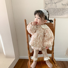 婴儿套装冬款夹棉加厚2023新款儿童韩版冬装两件套女宝宝衣服童装