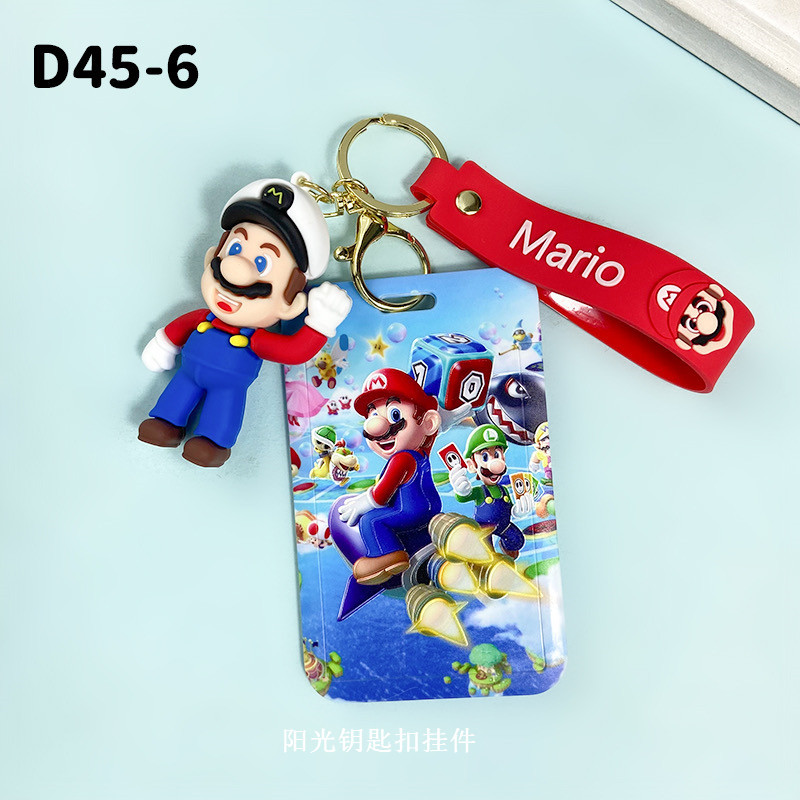 Super Mario Student Easy Pull Card Bus Card Cover Campus Meal Card Access Card Cartoon Card Bag Bag Hanging Key Chain