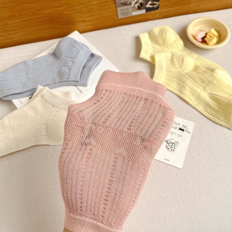 Summer Thin Socks Women's Summer Ultra-Thin Mesh Breathable Women's Socks All-in-One Machine Low Cut Socks