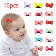 10Pcs Kids Baby Ribbon Hair Bow Mini Clips Hair Clip Hairpin