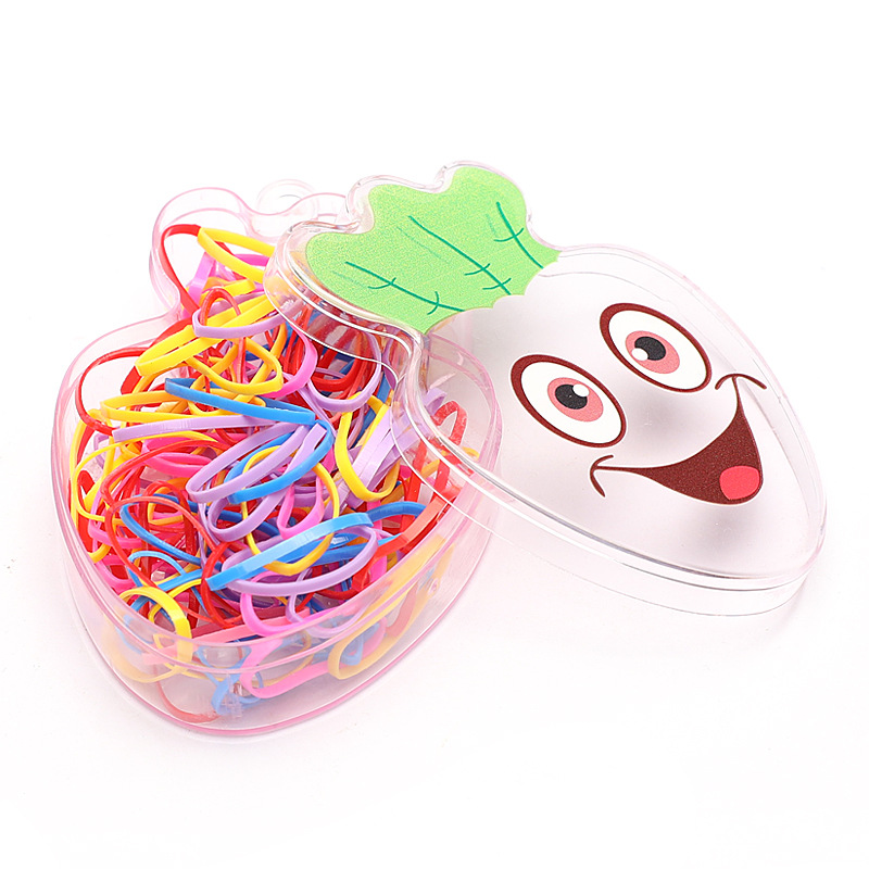 Factory Direct Sales Children's Hair Band Cartoon Carrot Boxed Large Capacity Rubber Band Does Not Hurt Hair Disposable Rubber Band