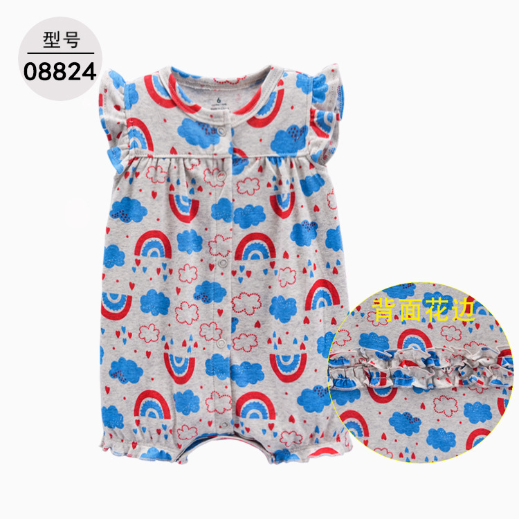 Foreign Trade Stall New Summer Jumpsuit Romper Baby Clothes Men's and Women's Baby Rompers Romper Short Sleeve