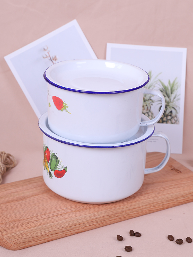 厂家直销 老式经典复古搪瓷快餐杯 怀旧家用泡面多用搪瓷快餐杯