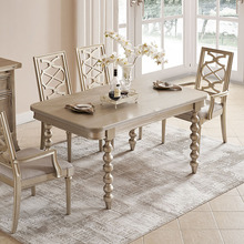 美式轻奢实木餐桌art莫里印象高级餐桌椅组合家用长方形雕花餐桌
