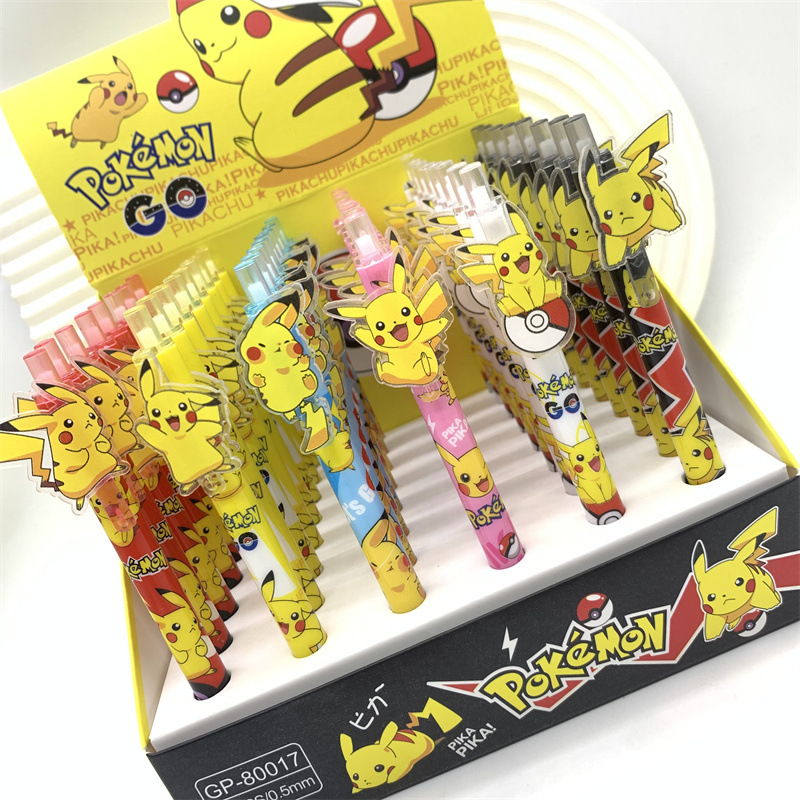 外贸动漫口袋妖怪皮卡丘按动中性笔卡通精灵球萌宠按动