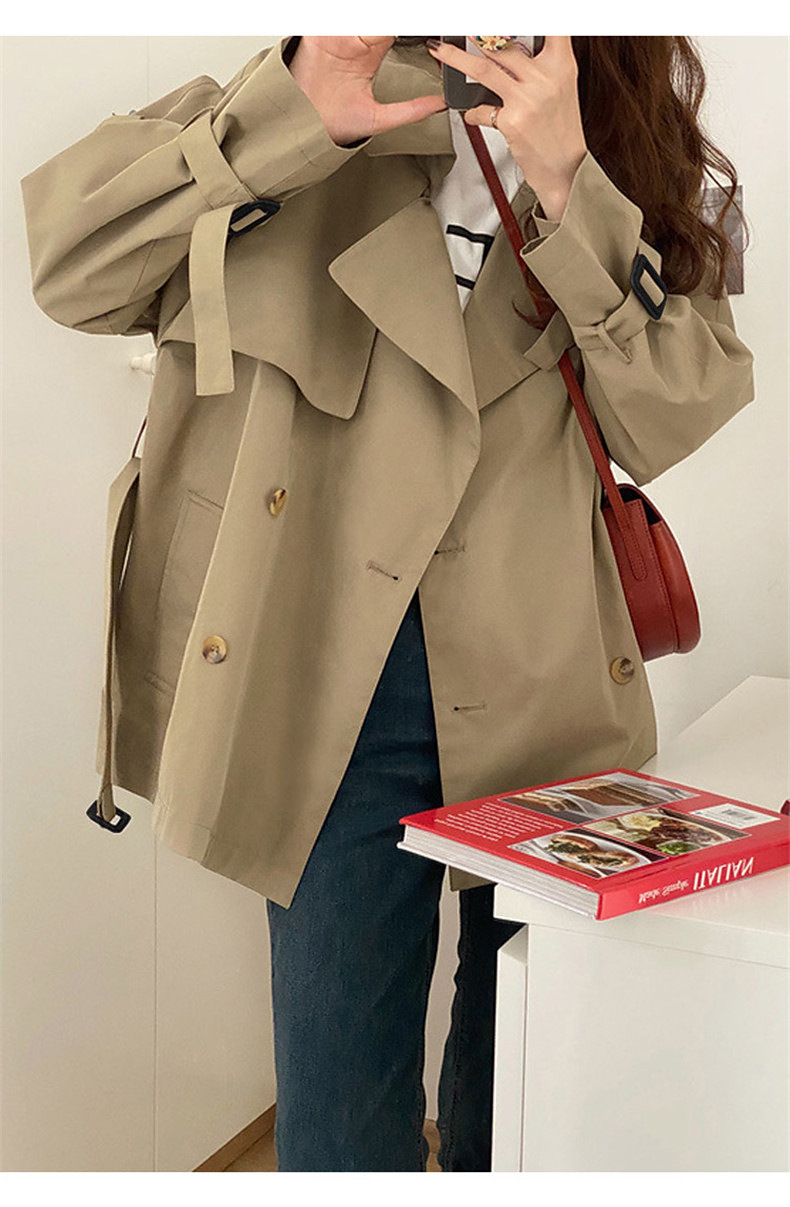 卡其色风衣女2021春秋季新款英伦风今年流行短款小个子薄款外套潮