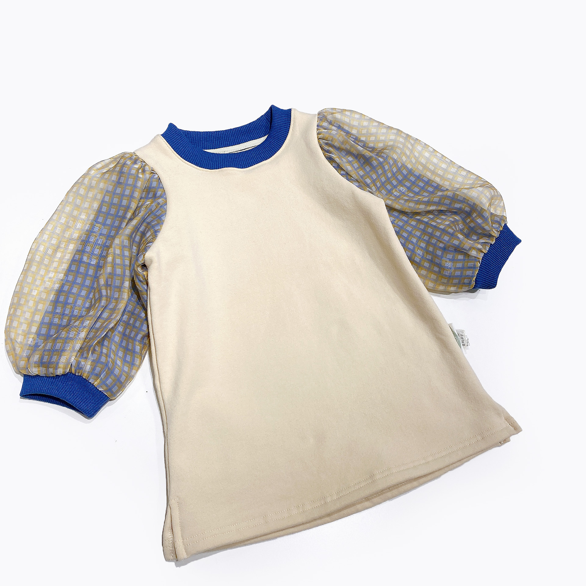 minina小勇士童装2021秋季新品儿童女童长袖圆领卫衣式网纱连衣裙