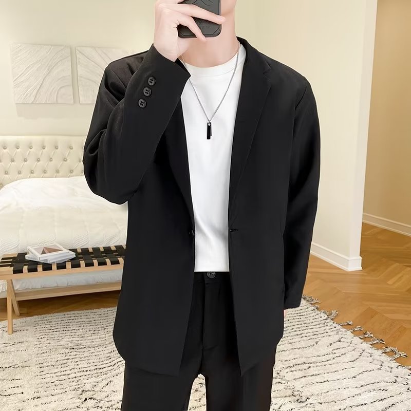 春秋季港风西装外套男韩版潮流宽松休闲百搭小西服学生单西上衣男