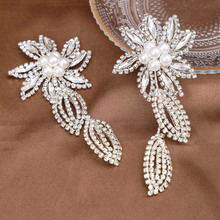 新款珠链编制手工发夹头饰水钻花朵重工边夹发饰珍珠点缀对夹配饰