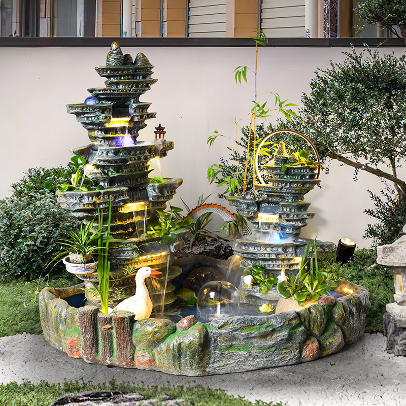 大型假山流水喷泉摆件别墅花园庭院户外阳台鱼池装饰品办公室景观
