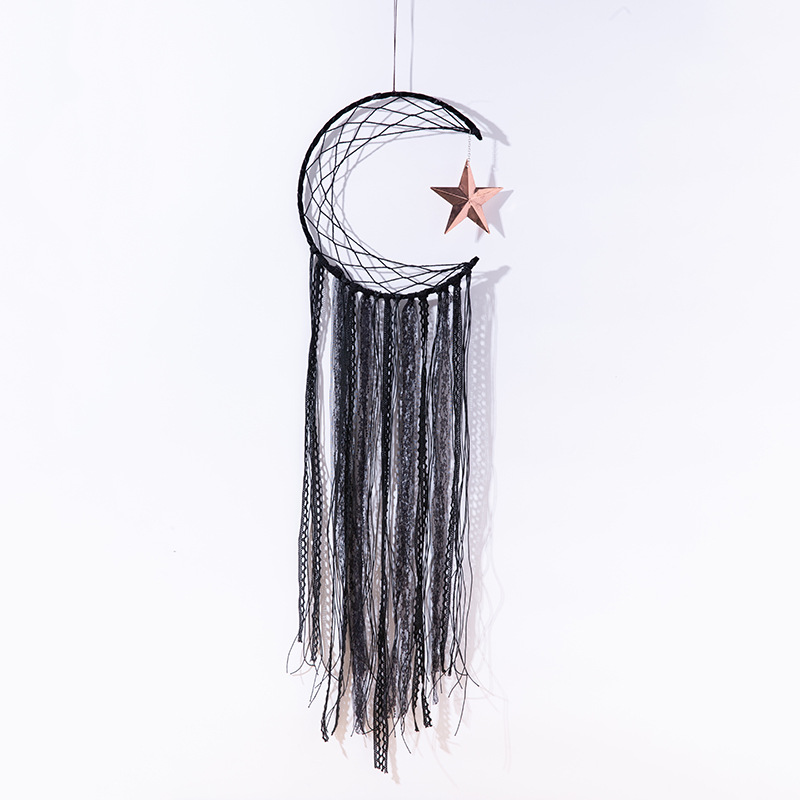 New Indian Black Lace Triangle round Dreamcatcher Cross-Border Hot Sale Tassel Wind Chimes Wall Decoration