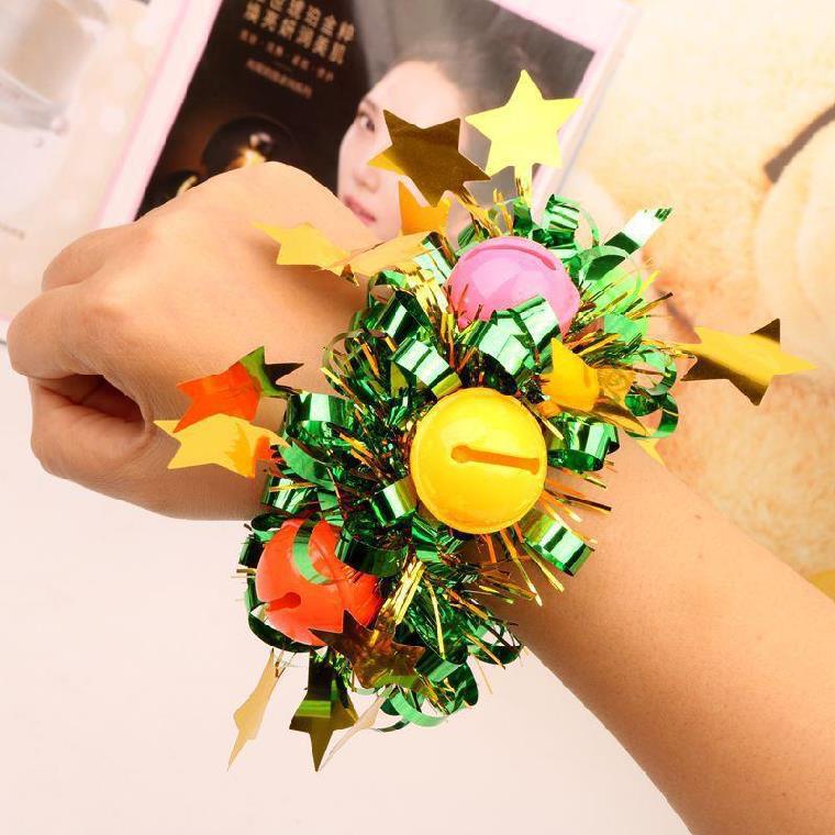 跳舞手环幼儿园儿童六一表演啦啦操手花舞蹈手腕花圣诞元旦铃铛