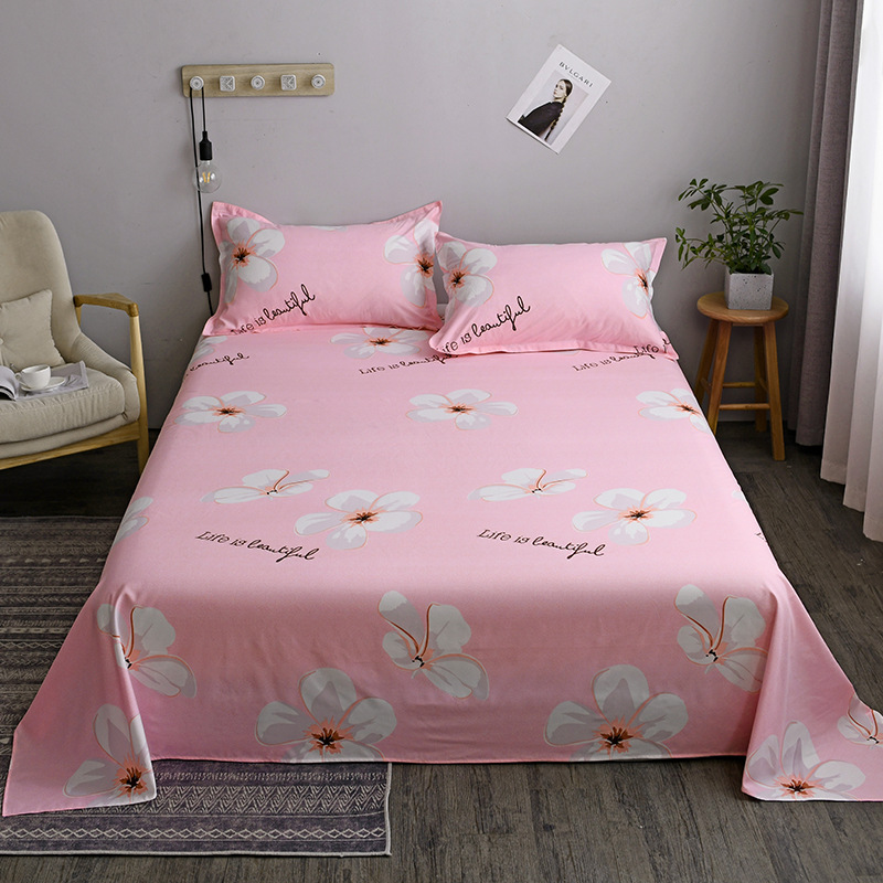 Bed Sheet One-Piece Student Dormitory Single Summer Ins Style Girl 1.2 M1.5 M Double Cartoon Washed Cotton Quilt Sheet