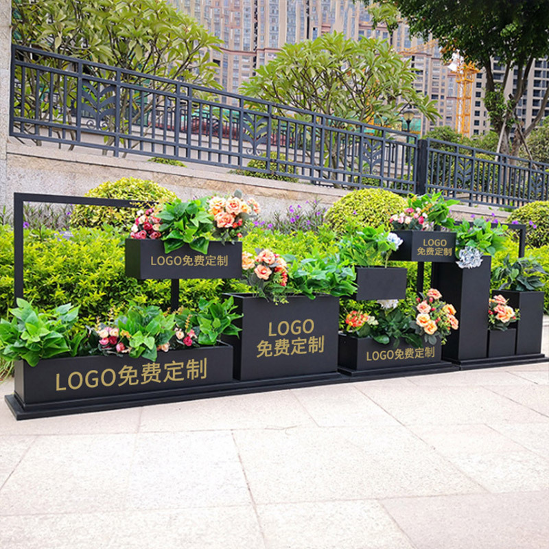 户外铁艺花箱花架组合商业街花坛别墅售楼部小区市政户外花盆花槽