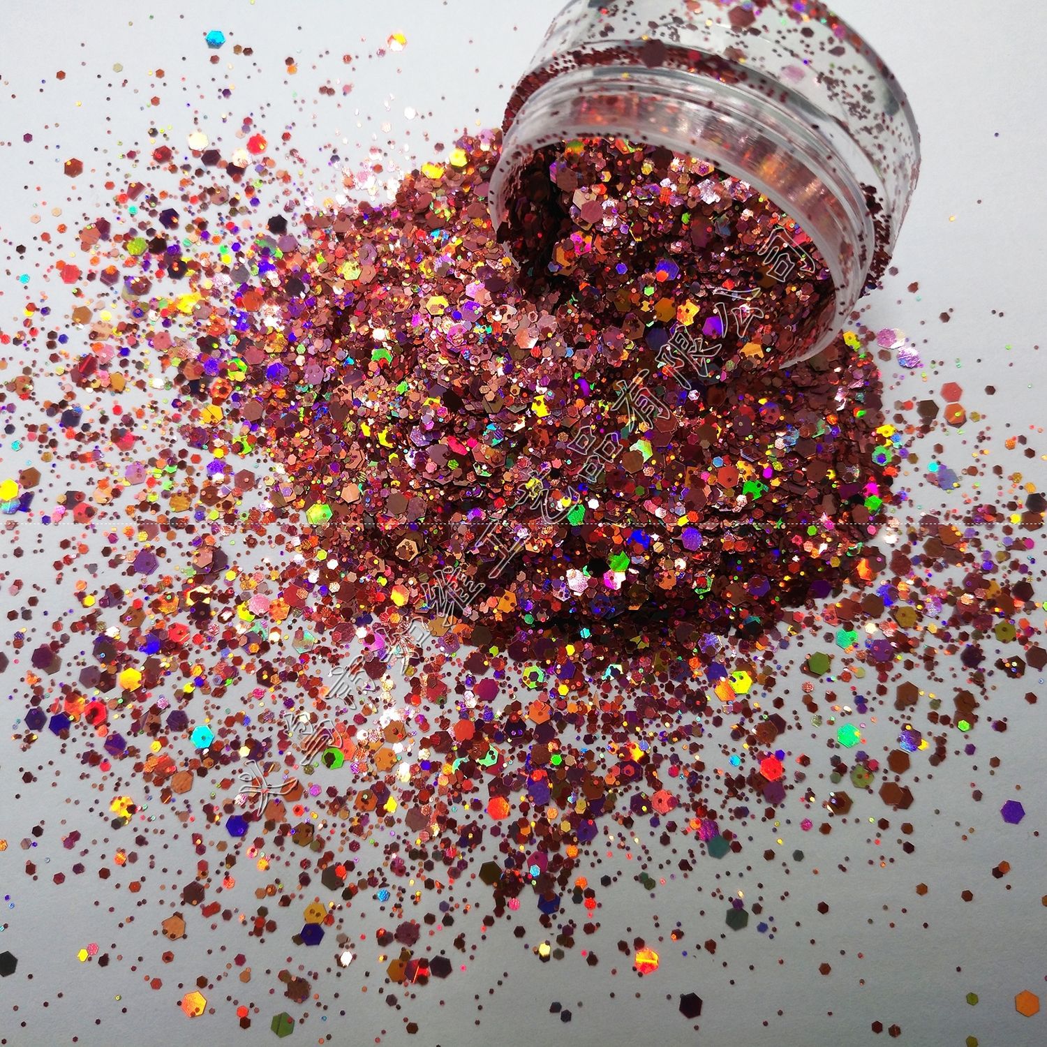 环保pet金葱粉镭射深粉混六角形闪光亮片 美甲化妆滴胶圣诞礼品