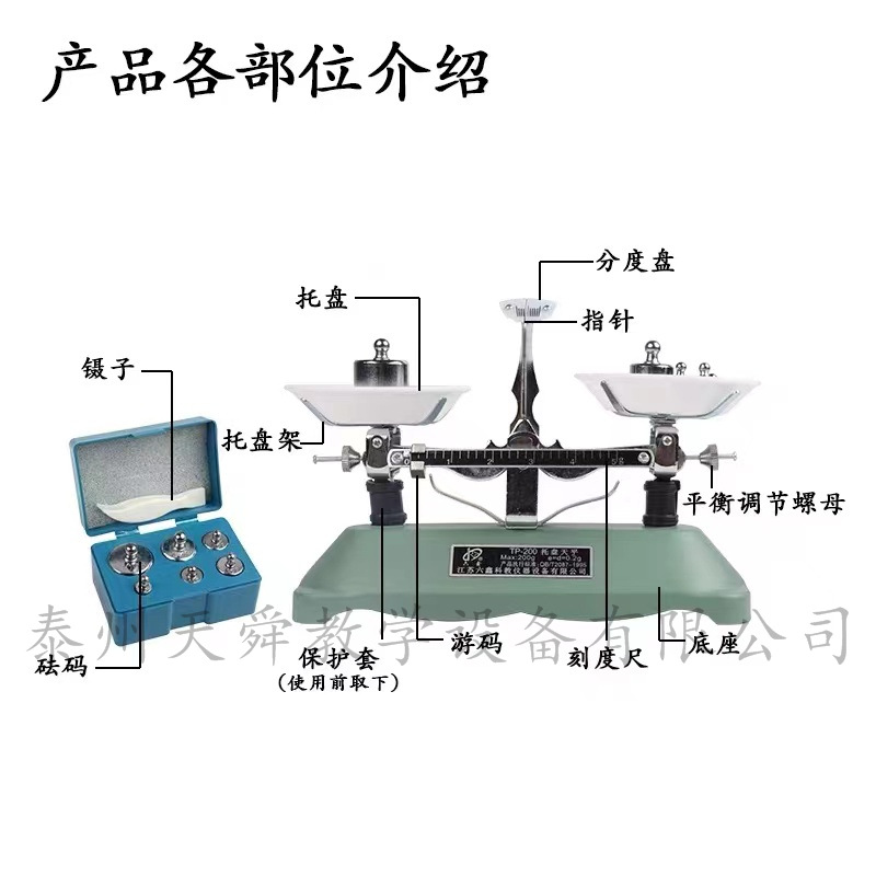 托盘天平200g100g500g1000g克砝码架盘天平教学天平物理学生天平
