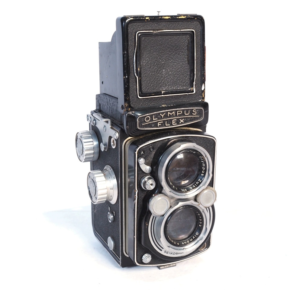 古董日本原产进口老式双眼120胶卷胶片双反机械相机7品样板房道具