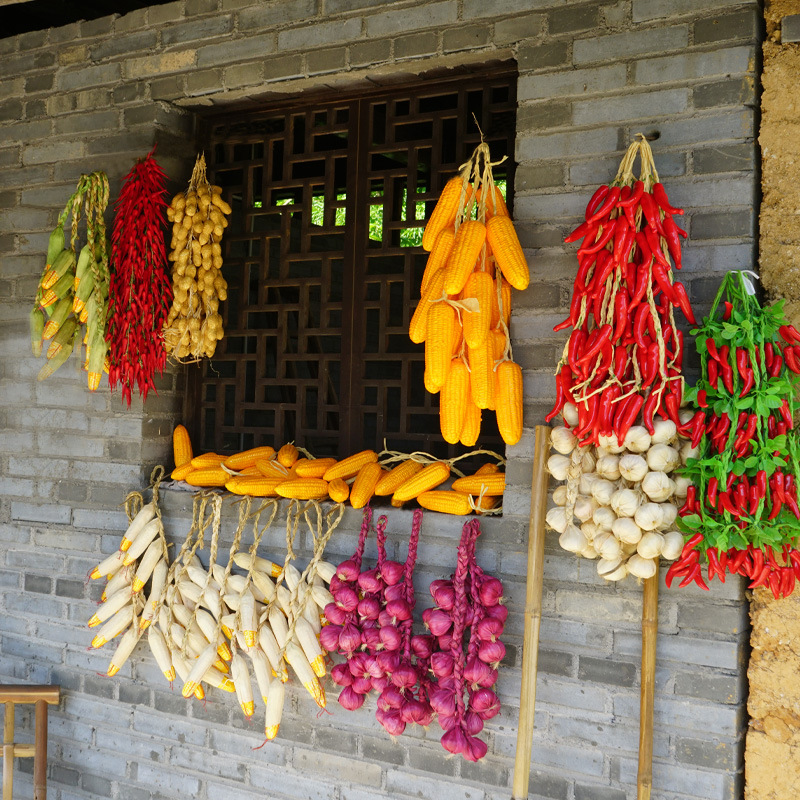 仿真辣椒假玉米大蒜串蔬菜水果模型农家乐火锅店装饰挂件厨房道具