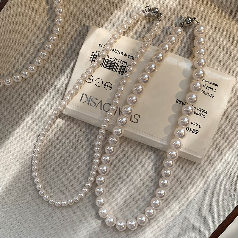 ornament necklace popular high-grade light luxury minority sweater chain clavicle chain pearl necklace female necklace twin accessories